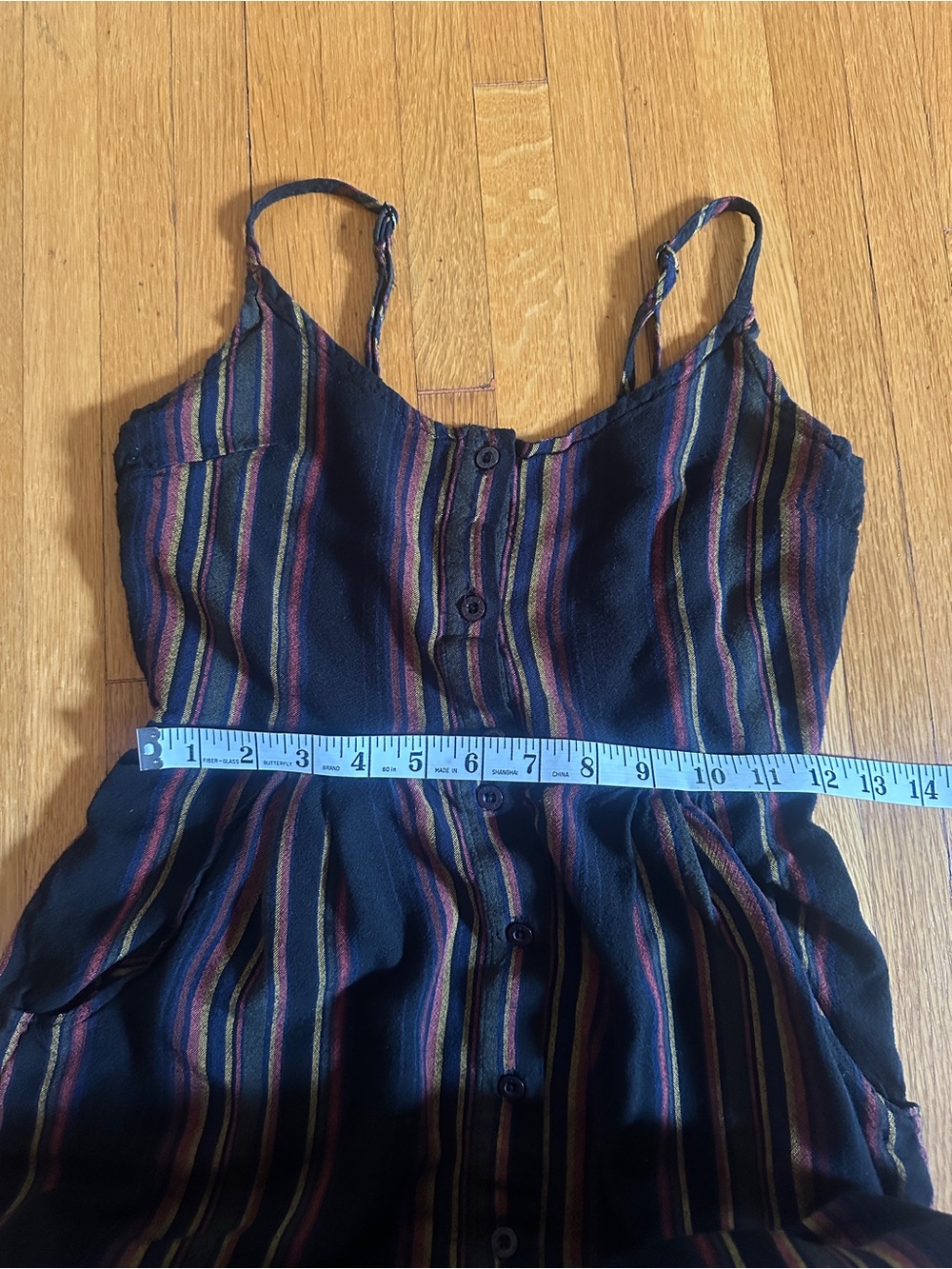 RVCA Medway Black Multi Striped Button-Up Midi Dress, Size XS - Picture 4 of 8